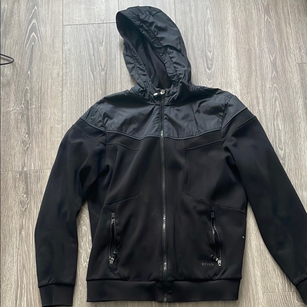 HUGO Black Hooded Jacket for Men